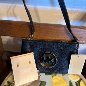 Michael Kors Black Wristlet & Michael Kors Earrings